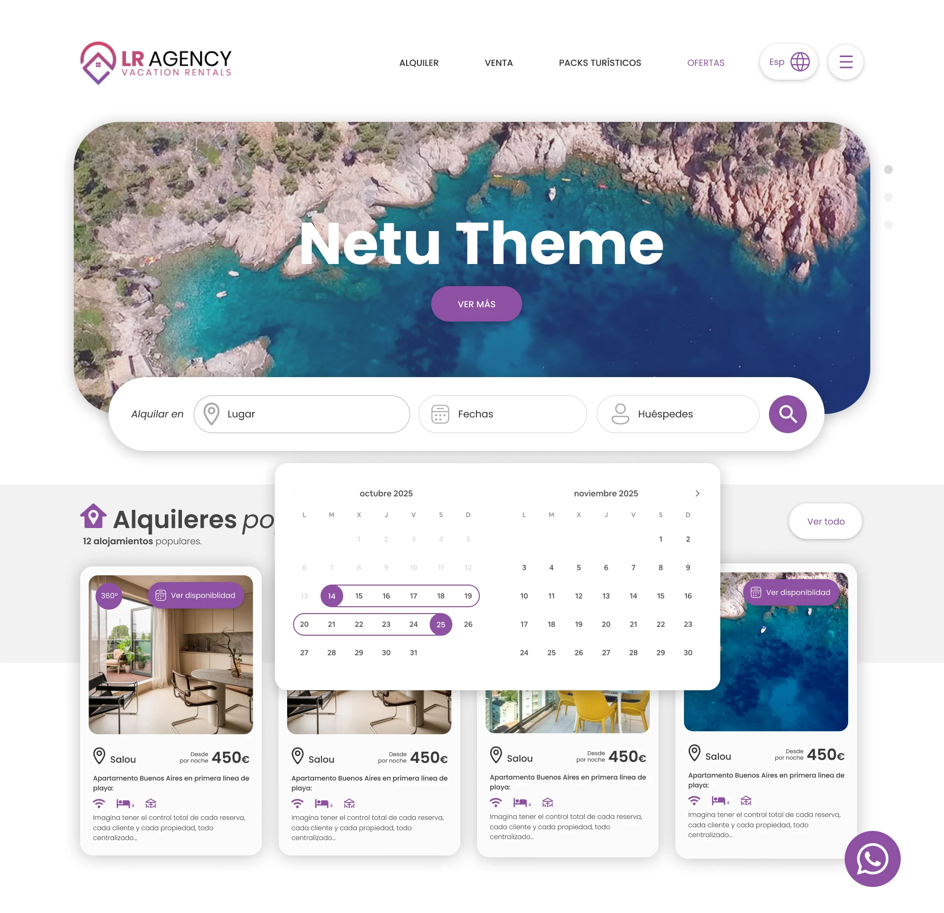 Plantilla Web Alquiler Vacacional