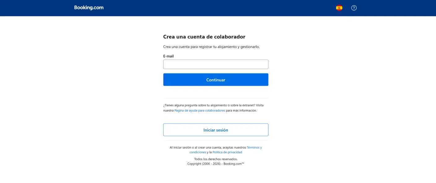Correo de Booking.com con las credenciales de acceso a la extranet