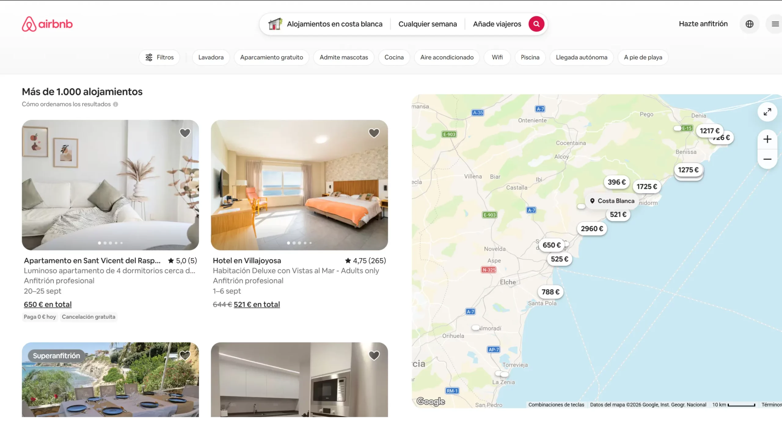 Página principal de Airbnb, la mayor plataforma de alquiler vacacional