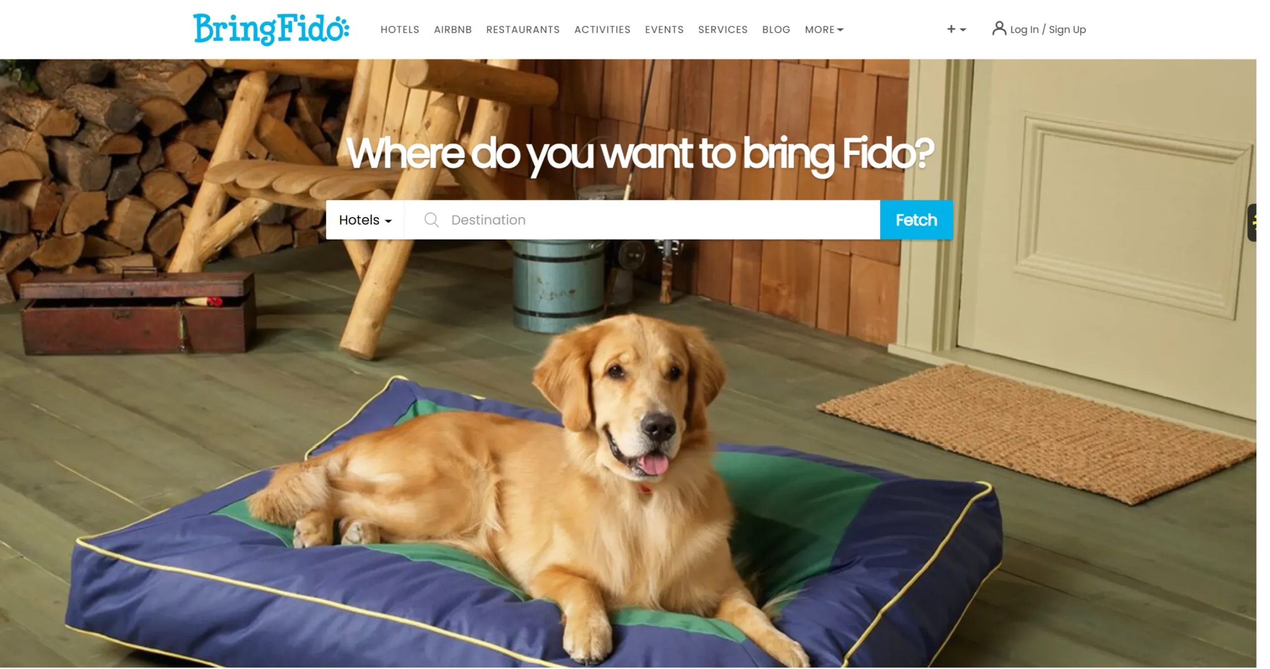Página principal de BringFido, portal de alojamientos pet friendly